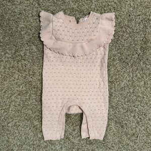Pink Ruffled Sweater Knit Romper